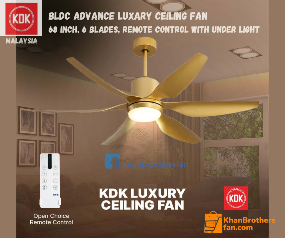 KDK Luxury BLDC Ceiling Fan 68 Inch | 6 Blades | Remote Control with Under Light | Made in Malaysia