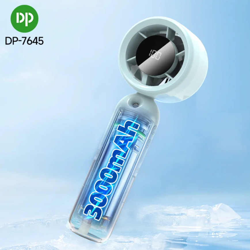 DP-7645 Portable Rechargeable Mist Spray Turbo Fan 3000mAh – Ice Cooling Handheld Mini Fan with Water Spray & Digital Display - Image 6