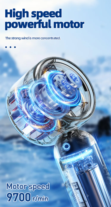 DP-7645 Portable Rechargeable Mist Spray Turbo Fan 3000mAh – Ice Cooling Handheld Mini Fan with Water Spray & Digital Display - Image 9