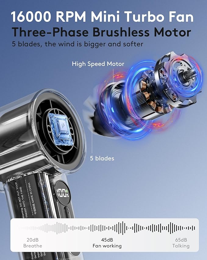 X05 Handheld Turbo Cooling Rechargeable Fan | 3000mAh Battery | 100 Speed Levels | Digital Display | Cold Compress Ice Technology - Image 6