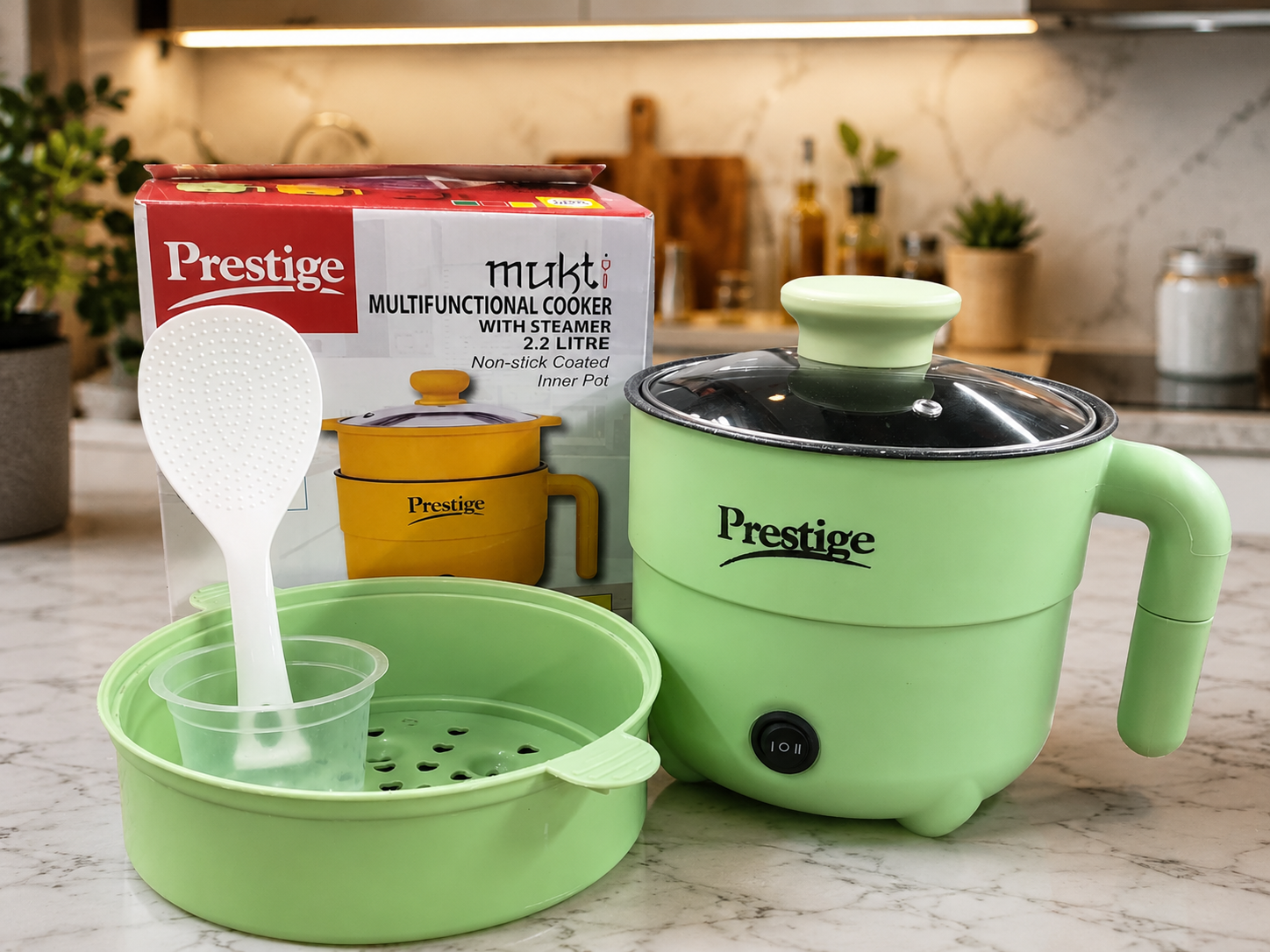 Prestige 2.2 Litre Multi Cooker | Boil, Cook, Steam & Warm | Non-Stick Electric Cooker